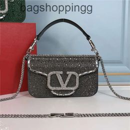 Letter Valenttiinos Handbag Designer Crystal Small Portable Purse Bags New Magnetic Buckle Light Luxury Single Shoulder Messenger Shiny Bag Square SZ25