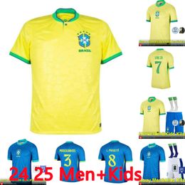 BraziL Soccer Jersey 2024 Copa America Cup NEYMAR RODRYGO VINI JR National Team 24/25 Home Away Version Men Kids Football Shirts Fans Version Training Kit