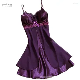 Women's Sleepwear 2024 Women Sexy Silk Satin Night Gown Sleeveless Nightdress Lace Sleep Dress V-neck Nighties Shirt Nightwear