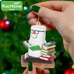 Decorative Figurines Acrylic Flat Not 3d Mini Book Xmas Tree Hanging Ornament Navidad Christmas Lovers Pendant Gifts Bookshelf