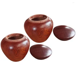 Storage Bottles 2 Pcs Wooden Airtight Jar Small Urn Urns For Ashes Keepsake Human Mini