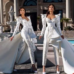 Cap Suits Fancy Sweetheart Prom Pant Dresses Sleeves Evening Dress Custom Made Ruffles Jumpsuits Plus Size Women Formal Party Gown
