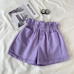 Shorts 2024 Elegant Fashion Harajuku Slim Fit Children Clothes Loose Casual All Match Trousers Solid Pockets Thin Style Wide Leg Pants