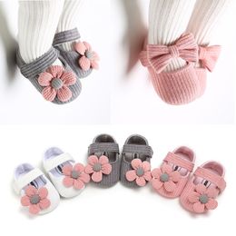 Baby toddler shoes soft soled flower front kids Rib cloth shoe Boys Girls First Walkers Indoor Non-slip Toddler Casual Kids Shoes