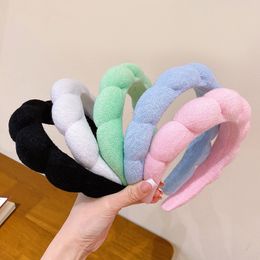 Soft Puffy Terry Cloth Headband for Women Ladies Yoga Spa Makeup Head Wears Thick Sponge Face Wash Dress Up for Female Hair Hoop Accessories