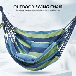 Hammock Camping Outdoor Furniture Hanging Rope Chair Swing Garden Lazy Bed With Pillow 240411