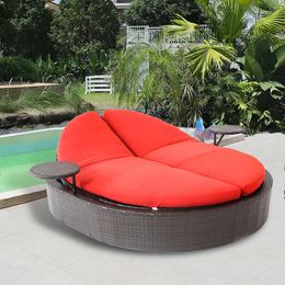 Camp Furniture Outdoor Sofa Imitation Rattan PE Aluminum Frame Double Bed Oval Recliner Luxury Camping Chair