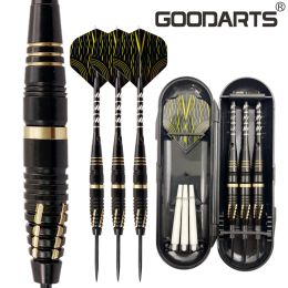 Darts GOODARTS Indoor Sports Games Professional Needle Brass Barrel Point With Aluminium Shafts Flight Set Black 22g Steel Tip Darts