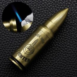 Creative Funny Bullet Butane Lighter Windproof Refillable Without Gas Torch Metal Gun Jet Lighters For Cigar Dropship Suppliers