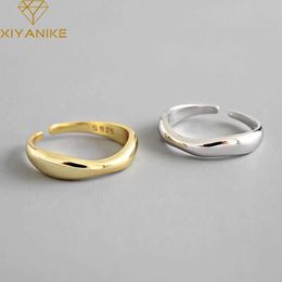 Band Rings Xiyanike Silver Irregular Wave Ring Fashion Simple Geometry Handmade Jewellery Suitable for Couples Size 17mm Adjustable Q240427