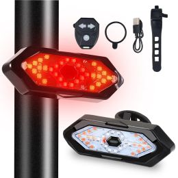 Bike Turn Signal Rear Light Remote Bicycle Lights LED USB Rechargeable Bicycle Lamp Bike Wireless Warning Tail Light