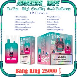 Authentic Bang King 25000 Puffs Disposable Vape 12 Flavors 46ml Prefilled Device 650mAh Type-C Rechargeable Battery MESH Coil 25K E Cigarettes