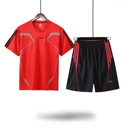 Men's Tracksuits Running Outfit Men Summer Gym Morning Jogging Quick-Drying Training Sportswear Short Sleeve Shorts Loose Casual 2-Piece Set