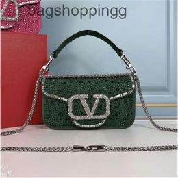 Letter Valenttiinos Handbag Designer Crystal Small Portable Purse Bags New Magnetic Buckle Light Luxury Single Shoulder Messenger Shiny Bag Square DRSV