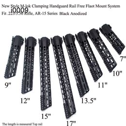 7/9/10/11/12/13.5/15/17 inch New Design M-lok Clamping Handguard Rail Free Float Picatinny Mount System_Black Colour