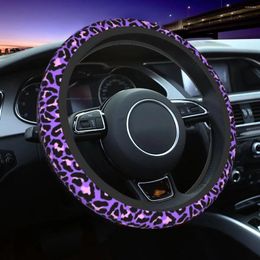 Steering Wheel Covers Neon Purple Pink Leopard Print Car Cover 38cm Anti-slip Exotic Animals Car-styling Interior Accessories