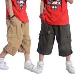 Plus Size Summer Casual Shorts Men Cotton Cargo With Big Pocket Loose Baggy Hip Hop Bermuda Military Male Clothing 240415