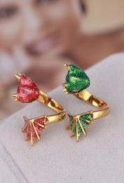 luxury designer Jewellery women rings black knight dragon rings enamei triceratops hip hop openings rings for men gold plated green 3516003