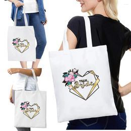Shopping Bags Women's Shopper Team Bride Printed Series Female Canvas Tote Shoulder Eco Handbag Reusable Grocery Bag
