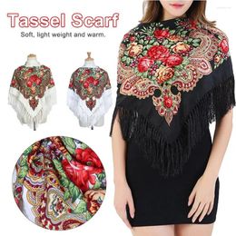 Scarves Vintage Fashion Big Size Russian Style Floural Pashmina Wraps Square Scarf Tassel Shawl