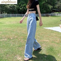 Women's Jeans 2024 Spring/Summer Korean Straight Tube Loose Fit High Waist Wide Leg Fashion Retro Pant Trend