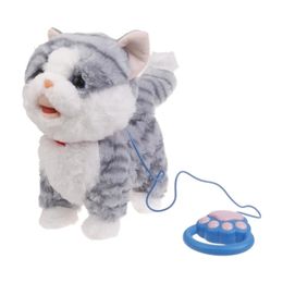 Walking Cat Plush Toy Toddler Crawling Learning Toy with Music Leash Control Kitten Toy Electronic Gift Boy Girl Favour 066B 240420