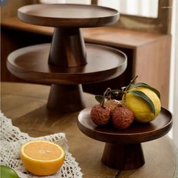 Plates Ins Walnut Color Solid Wood Cake Tray Style Household Living Room Dish Dessert Table Display Frame Vintage Fruit