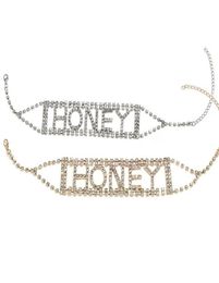 Punk Shi Rhinestone Letter Honey Cup Chain Choker Necklace Women's Jewellery Chokers1832998