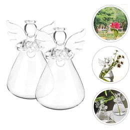 Vases Vintage Glass Vase Flower Pot Hydroponic Bottle Angel Decorative Bottles Simple Tall Tabletop Stand