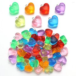 Charms 10pcs Multicolor Transparent Heart For Jewellery Making Resin Pendant DIY Handmade Bracelet Earrings Necklace Supplie