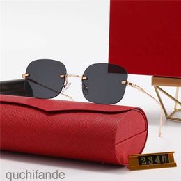 Top Level Original Cartere Designer Sunglass New Womens Frameless Metal Sunglasses Gradient Sunglasses Flat Lenses 2340 with 1:1 Real Logo