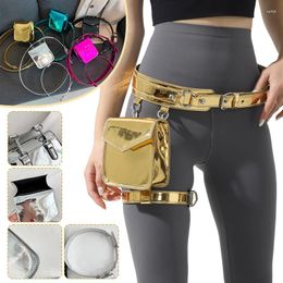 Waist Bags 2024 Gothic Women Leg Bag Fashion Mini Bright PU Leather Waistpack Hip Hop Outdoor Belt Wallet Motorcycle Waistbag