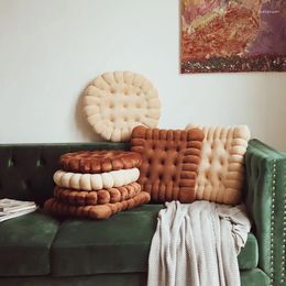 Pillow Biscuit Shape Plush Soft Creative Chair Seat Pad Decorative Cookie Japanese Tatami Back Sofa Pillows