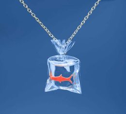 Creative water bag pendant novel goldfish transparent resin koi necklace brings you good luck men and women fine jewelry1973703