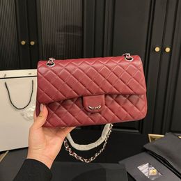 Silver Emblem Double Flap Women Crossbody Bag 25CM Cf Lambskin Leather Matelasse Chain Underarm Bag Evening Clutch Pochette Card Holder Fanny Pack Pochette Borsa