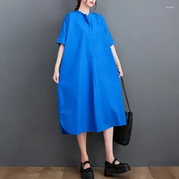 Party Dresses 2024 Arrival Korea Style Loose Pure Color Chic Summer Blouse Dress Street Fashion Women Casual Shirts Lady Work