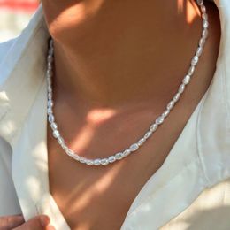 Choker Salircon Simple Baroque Imitation Pearl Chain Necklace Elegant Temperament Beaded Women's Wedding Party Jewellery