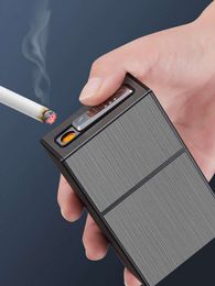 New Brushed Rechargeable USB Electric Lighter Case Holder Smoking Accessories Ciggarete Storage Containers Plasma Lighter Cover