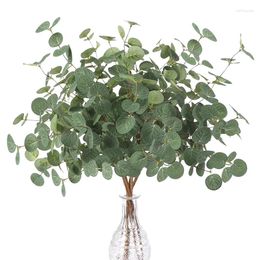 Decorative Flowers 6 PCS Artificial Eucalyptus Stems 24" Faux Branches Fake Greenery Plants For Home Party Wedding Decorations