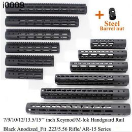 Tactical Black 7/9/10/12/13.5/15 inch Keymod/M-lok Handguard Rail Free Float Mount System with Steel Barrel Nut