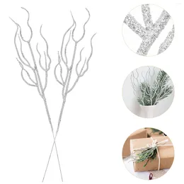 Decorative Flowers 10 Pcs Plant Christmas Leaf Simulation Decor Glitter Artificial Flower Adornment Leaves Lovers