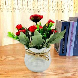 Decorative Flowers No Maintenance Fake Plants Elegant Artificial Potted With 6 Flower Heads For Home Office Decor Faux Floral Indoor