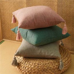 Cushion/Decorative Throw Cushion Cover 18x18 inch Cases Cushion Cover Solid Colour Decorative s With Tassels For Couch Bedroom Car