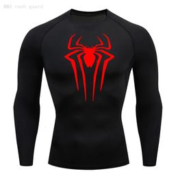 Compression Shirt Mens TShirt Long Sleeve Black Top Fitness Sunscreen Second Skin Quick Dry Breathable Casual long 4XL 240423