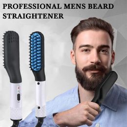 Irons Hot Comb Straightener Electric Negative Ion Heating Comb For Men Beard Hair Straightening Brush Wet Dry Use Quick Hair Styler