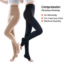 Openers Legbeauty 3446mmHg Medical Compression Stockings Varicose Veins Plus Size Pantyhose Women Open Toe Class 3 Pressure Pants Brace