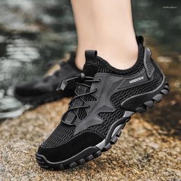 Sandals Black Gray Hiking Shoes Summer Mesh Breathable Soft Outdoor Footwear Sneakers Men Camping For Sport Big Size46