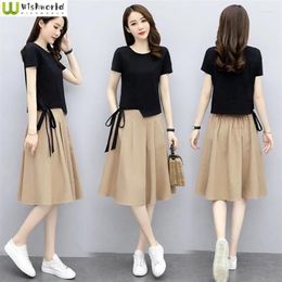 Work Dresses Spring/Summer Heavenly Girl Set 2024 Korean Fashion And Western Style Age Reducing Top Loose Skirt Two Piece