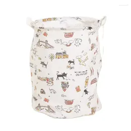 Storage Bags Foldable Printed Basket Canvas Organizer For Dirty Clothes Large Bag Laundry Bedroom Home Case