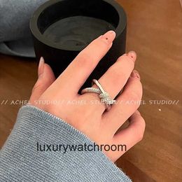 Women Band Tiifeany Ring Jewelry Light luxury and niche design water diamond zircon twisted ring with feminine temperament highend feeling index finger fashionabl